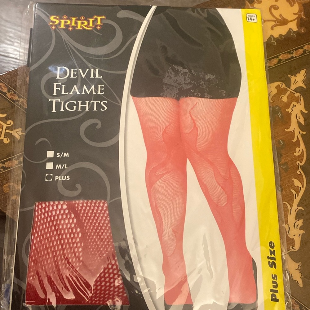 Plus size red devil flame tights (costume )